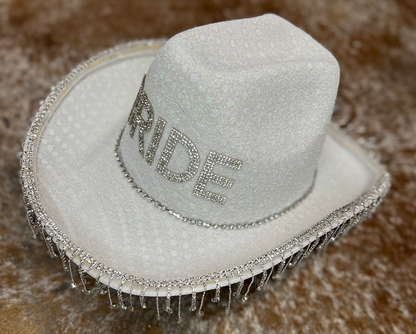 White Bride Glitter Cowboy Hat