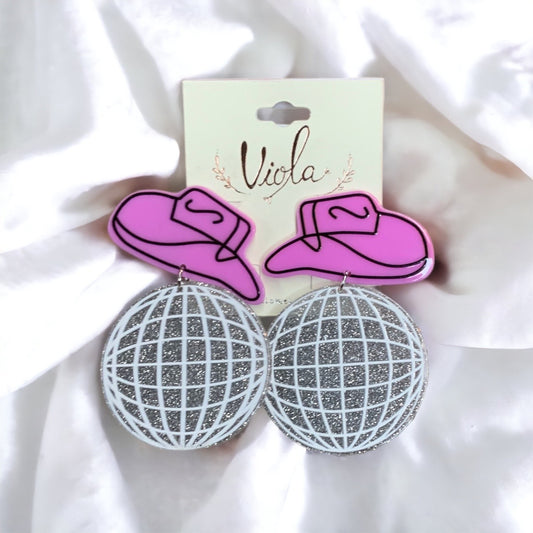 Glitter Disco Cowgirl Earrings