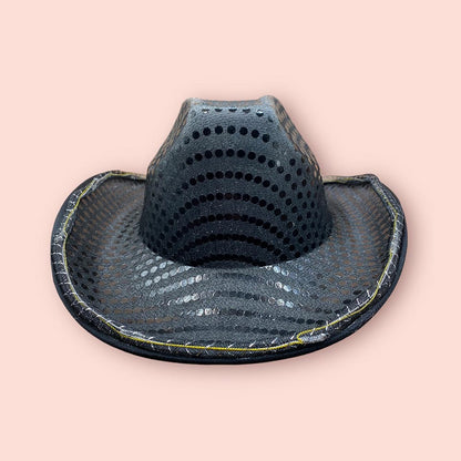 Bachelorette Party Supplies | Sequin Light Up Cowgirl Hat Black