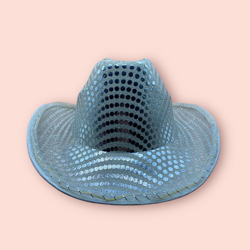 Bachelorette Party Supplies | Sequin Light Up Cowgirl Hat White